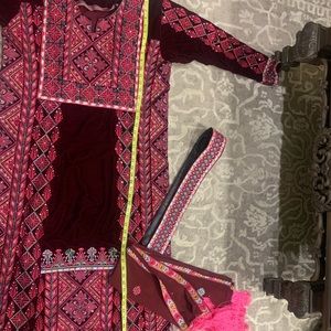 Burgundy Velvet Palestinian Thobe